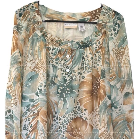 Alfred Dunner 18W Plus Women's Semi Sheer Blouse Feminine Botanical Floral Flowy - Picture 4 of 4
